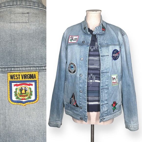 Rare HUDSON JEANS Motorcycle Denim Jacket Embroidered Hipster Trucker Western - Picture 1 of 13
